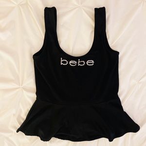 BEBE  logo Black Dress Shirt size women’s Large
